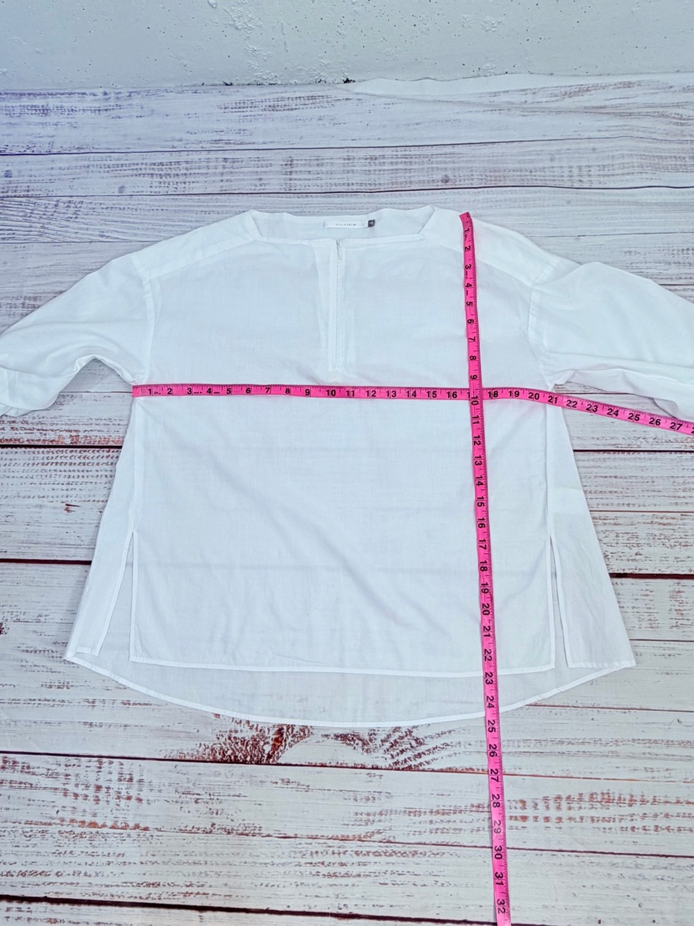 Elaine Kim Size Small White Cotton Zipper Front Blouse - Picture 10 of 12